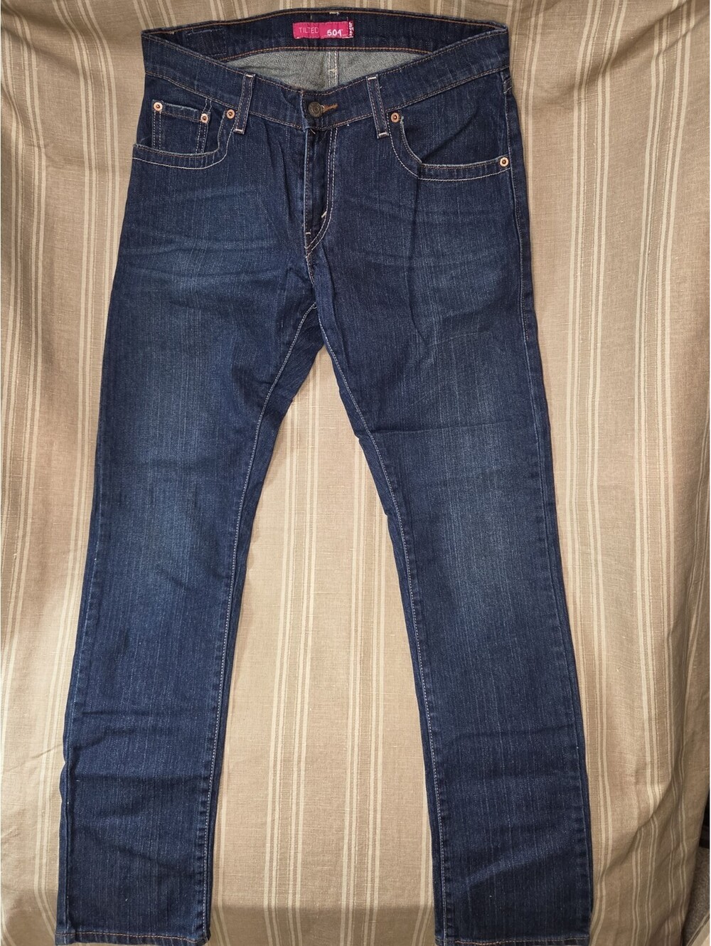 Y2K Levi's 504 Tilted Low Rise Jeans Sz 13 M Dark Wash Stretch